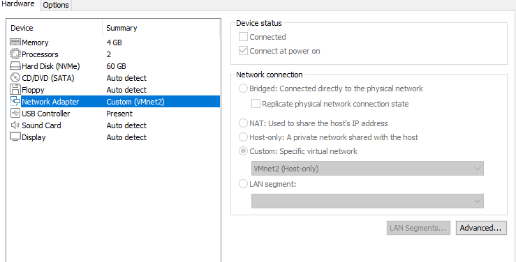VMware network configuration